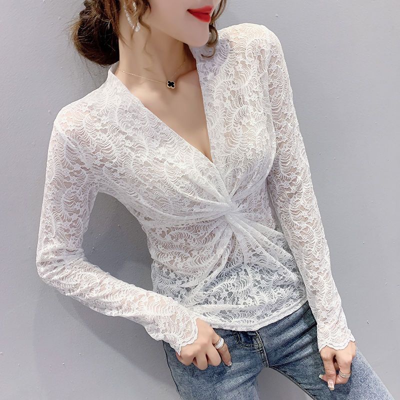 Áo Sơ Mi Tay Dài Cổ Chữ v Xoắn Dây Phong Cách Phương Tây Thời Trang Mùa Thu Cho Nữ