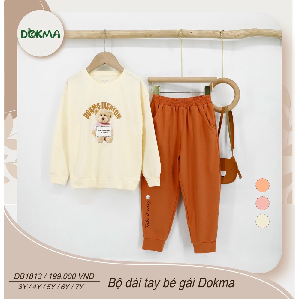 Bộ Dokma cotton dài tay bé gái