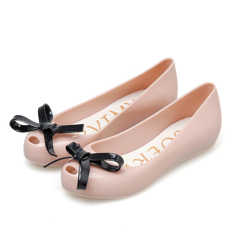 Gi y nh n Giày Thạch Đế Phẳng Cao Trong Suốt Thắt Nơ Phong Cách Hàn Quốc Mùa Hè Cho Nữ FAM9