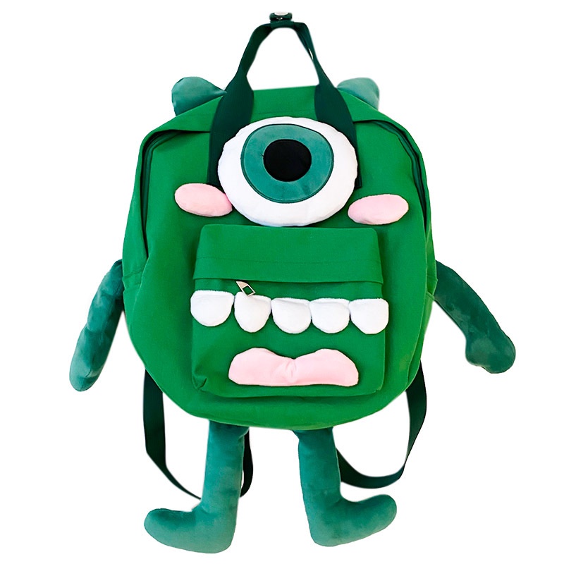 Mr.puffer Ba Lô canvas Đi Học Họa Tiết Quái Vật Hoạt Hình Nhật Bản Dễ Thương Cho Nam Và Nữ