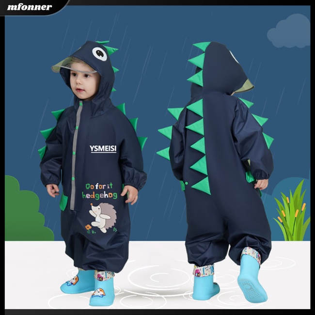 Áo Mưa Liền Thân Có Mũ Trùm Họa Tiết Hoạt Hình Phản Quang Xinh Xắn Dành Cho Bé