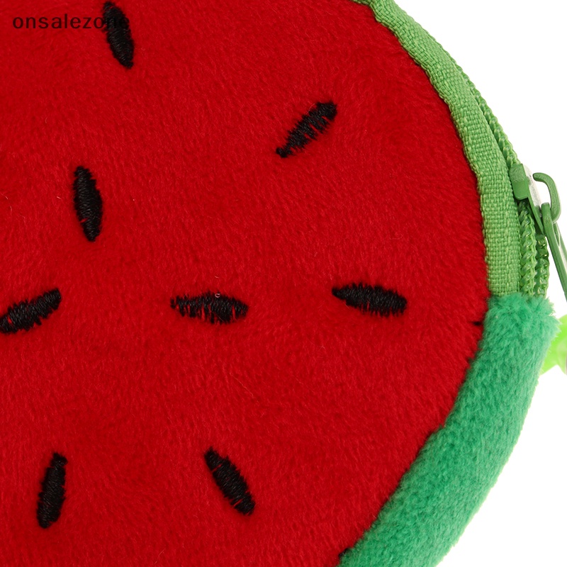 Onsale 1pc hình dạng trái cây dễ thương ví tiền xu sang trọng dưa hấu dứa cam dâu túi ví móc khóa túi tiền xu cho trẻ em ví mới