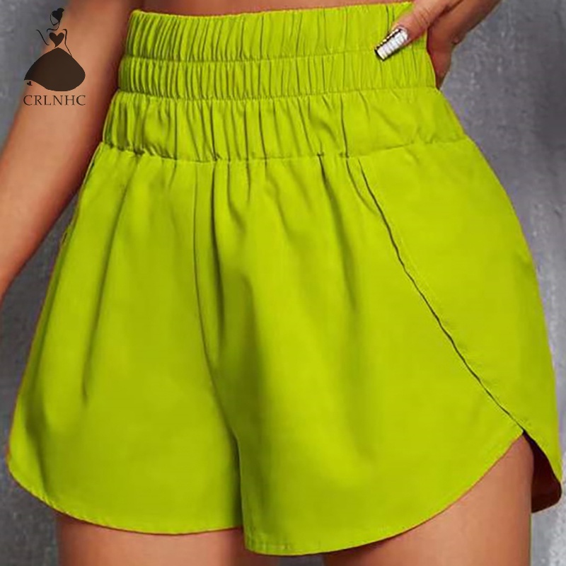 Crlnhc stretch high-waisted casual solid color loose sports shorts for women vn
