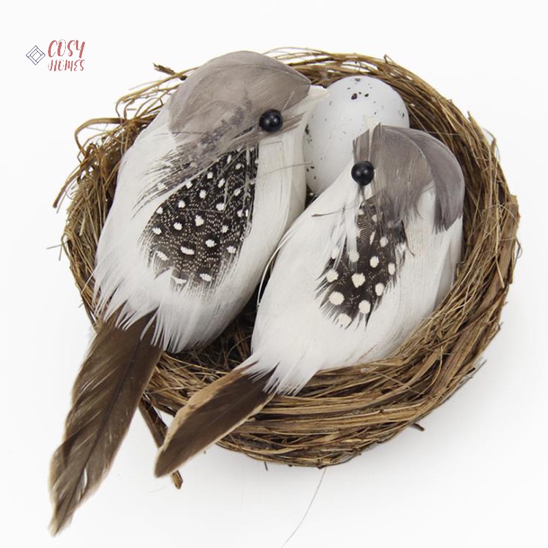 1 Bộ mô phỏng chim giả làm tổ tự nhiên vòng tròn lồng chim Bộ đồ trang trí làm vườn mới