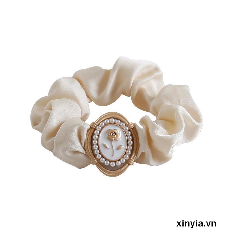 🌺🌺Dây Buộc Tóc Cao Su Đan Sợi Rơm Đính Hoa Hồng