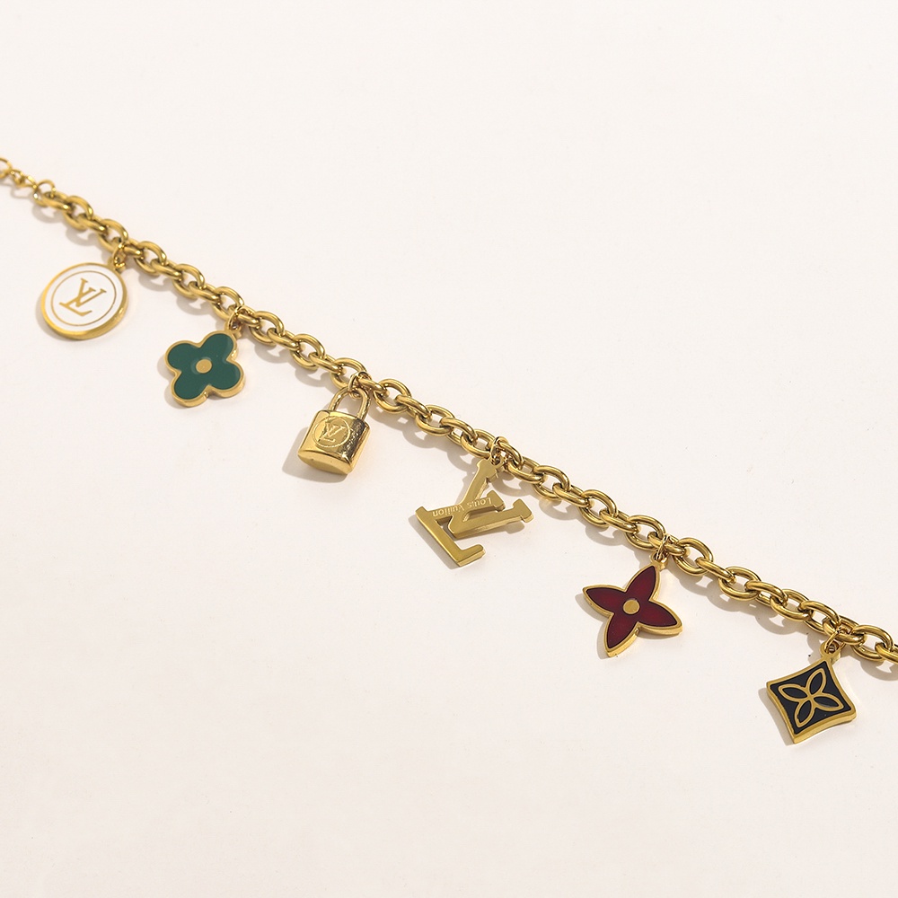 Vòng Tay louis vuitton Bằng Thép Titan Khắc Chữ lv monogram