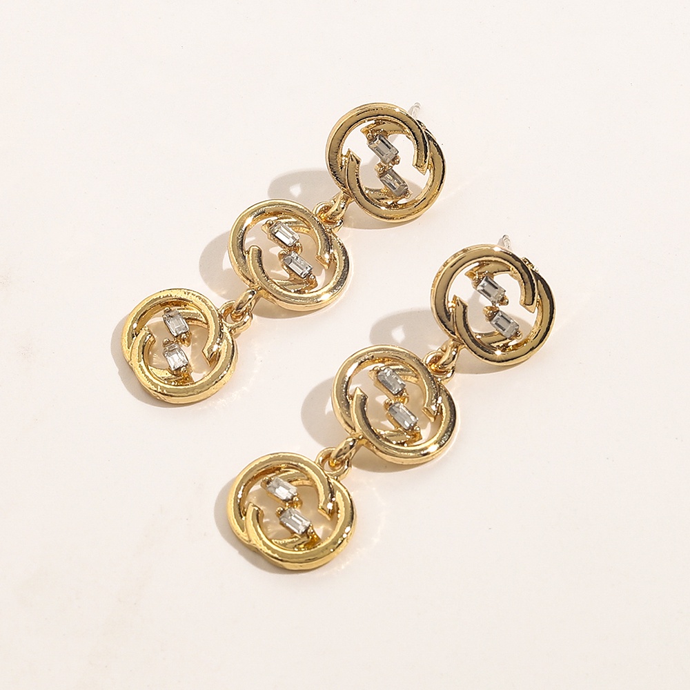 Thời Trang Bông Tai gucci Bằng Thép Titan In Chữ gg Cá Tính Cho Nữ