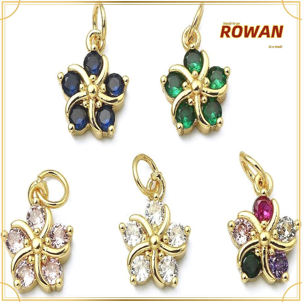 Bùa rowans vàng thật, tím nhạt, trắng, đen, xanh lá cây, xanh lam, xanh hồ, đồng thau đỏ hồng và bùa hoa zirconia khối, màu ngẫu nhiên những người yêu thích đồ thủ công bằng tay khối
