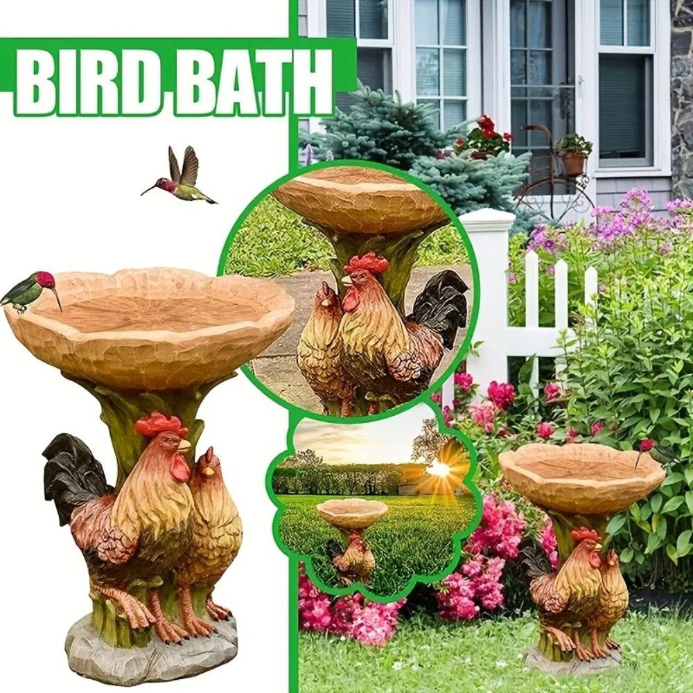 Dalton rooster bird feeder, resin funny animal bird feeder, những người yêu thích chim mộc mạc thực tế không thấm nước sáng tạo