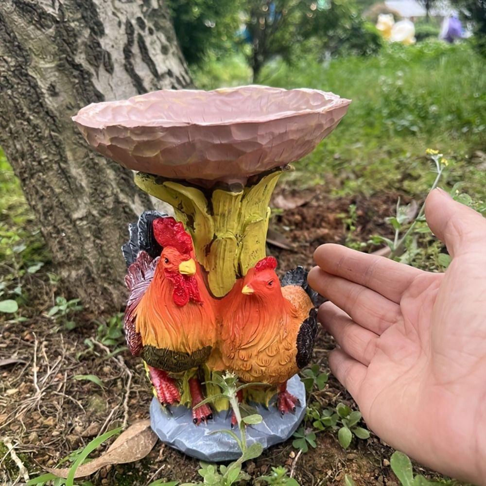 Dalton rooster bird feeder, resin funny animal bird feeder, những người yêu thích chim mộc mạc thực tế không thấm nước sáng tạo