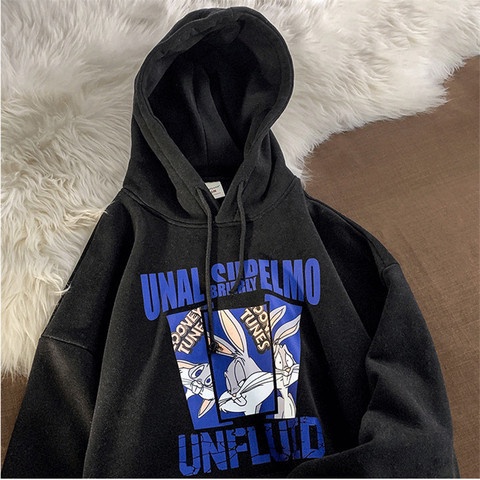 Hoạt Hình Áo Khoác Hoodie Dáng Rộng In Hình Cá Tính Phong Cách vintage