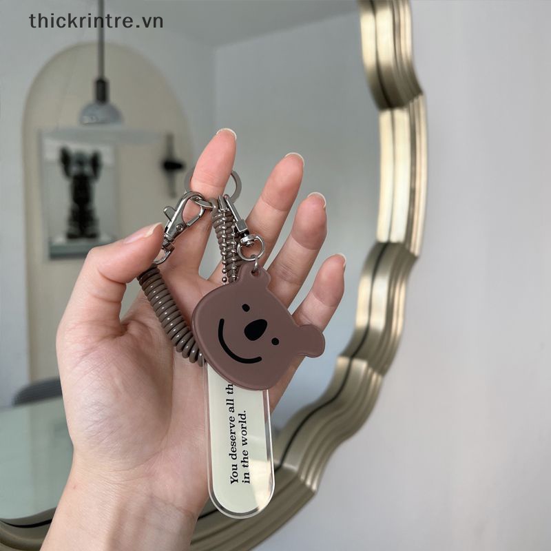 Thi anti-loss spring rope mặt dây chuyền cô gái gấu nhỏ dễ thương acrylic móc chìa khóa thiết kế thời trang túi quyến rũ phụ kiện ba lô treo vn
