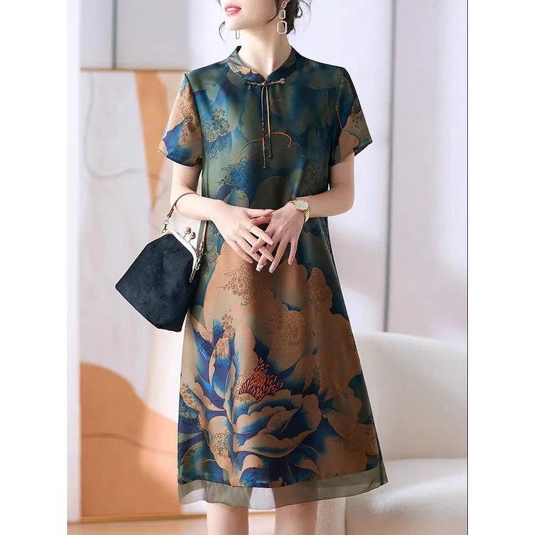 Đầm Sườn Xám Cách Tân Dáng Rộng Phong Cách Trung Hoa Thời Trang Mùa Hè Hàng Mới Dành Cho Nữ