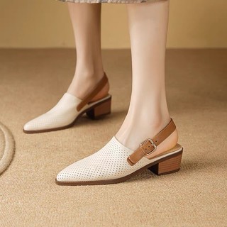 Size Station - Giày Slingback da siêu mềm thoáng khí mũi nhọn 4.5cm 450024