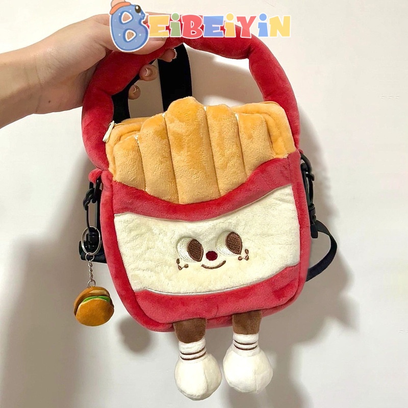 Beibeiyin trẻ em messenger bag girl fashion creative all-match học sinh hàn quốc vai hoạt hình dễ thương pháp khoai tây chiên túi búp bê sang trọng túi xách ins