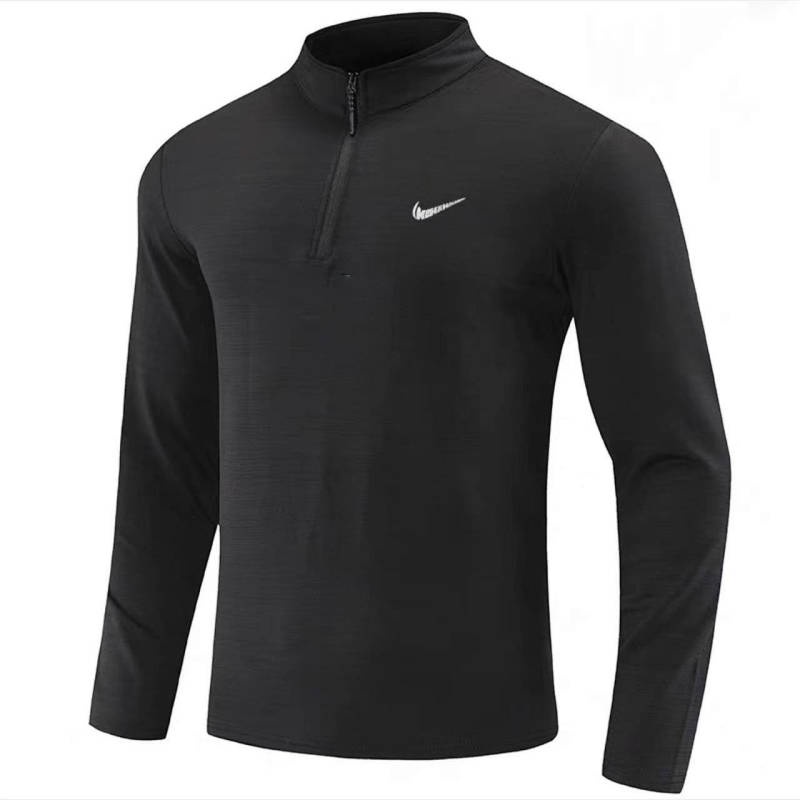 Sports Long-Sleeved T-shirt Men's Running Fitness Football Training Suit Breathable Stand Collar Half Zip Tight Quick-Drying Top IvOw