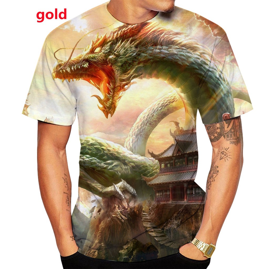 Đàn ông thời trang mới 3d in hình rồng t-shirt đàn ông phụ nữ tee động vật thường big yards t-shirt top