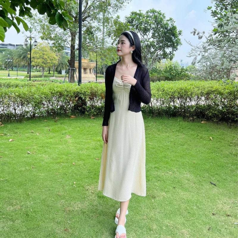 Váy 2 Dây nhún ngực Bằng Lụa Mát Họa Tiết Hoa NHí Phong Cách Mới Thời Trang Mùa Hè Ngọt Ngào