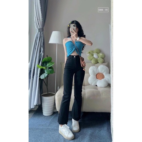 Quần jeans loe lưng cao ống dài hàng loại 1 chất co dãn đủ 3 màu