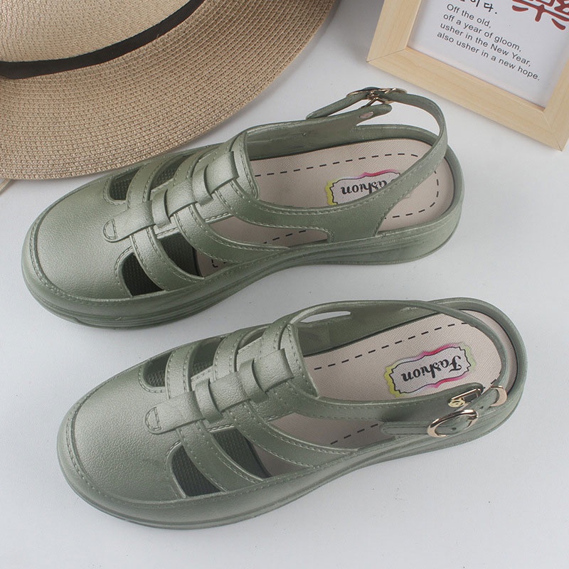 GUDETU❤Xăng đan Bít Mũi Đế Bằng Màu Trơn Thời Trang Thường Ngày Mới Cho Nữ