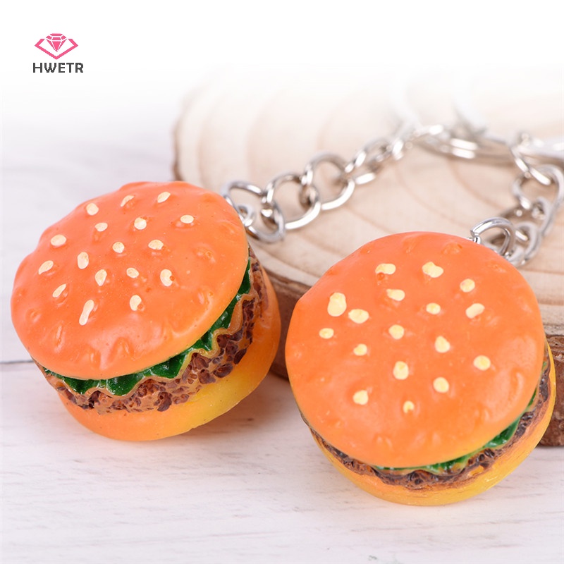 Móc khóa HWETR kiểu bánh hamburger dễ thương thời trang dành cho nữ