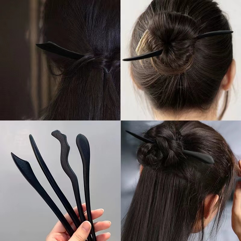 Trâm cài tóc bằng gỗ đàn hương đen thời trang cao cấp retro 2023