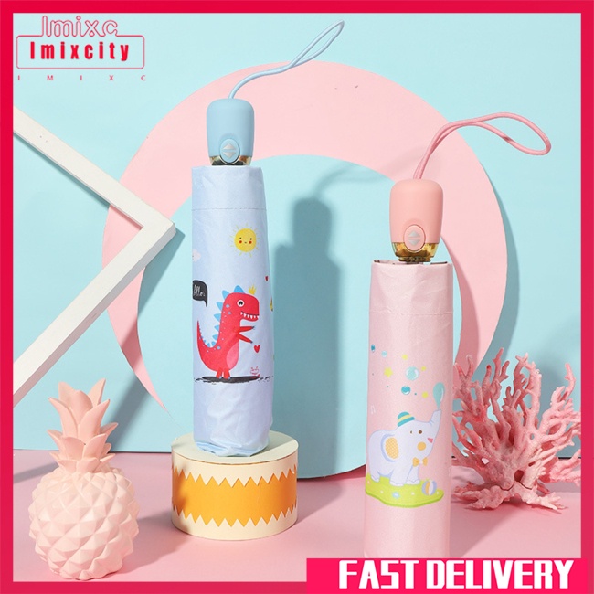 Imixcity phim hoạt hình dễ thương ô gấp ô dù che nắng ngoài trời ô tự động cho trẻ em bé trai bé gái