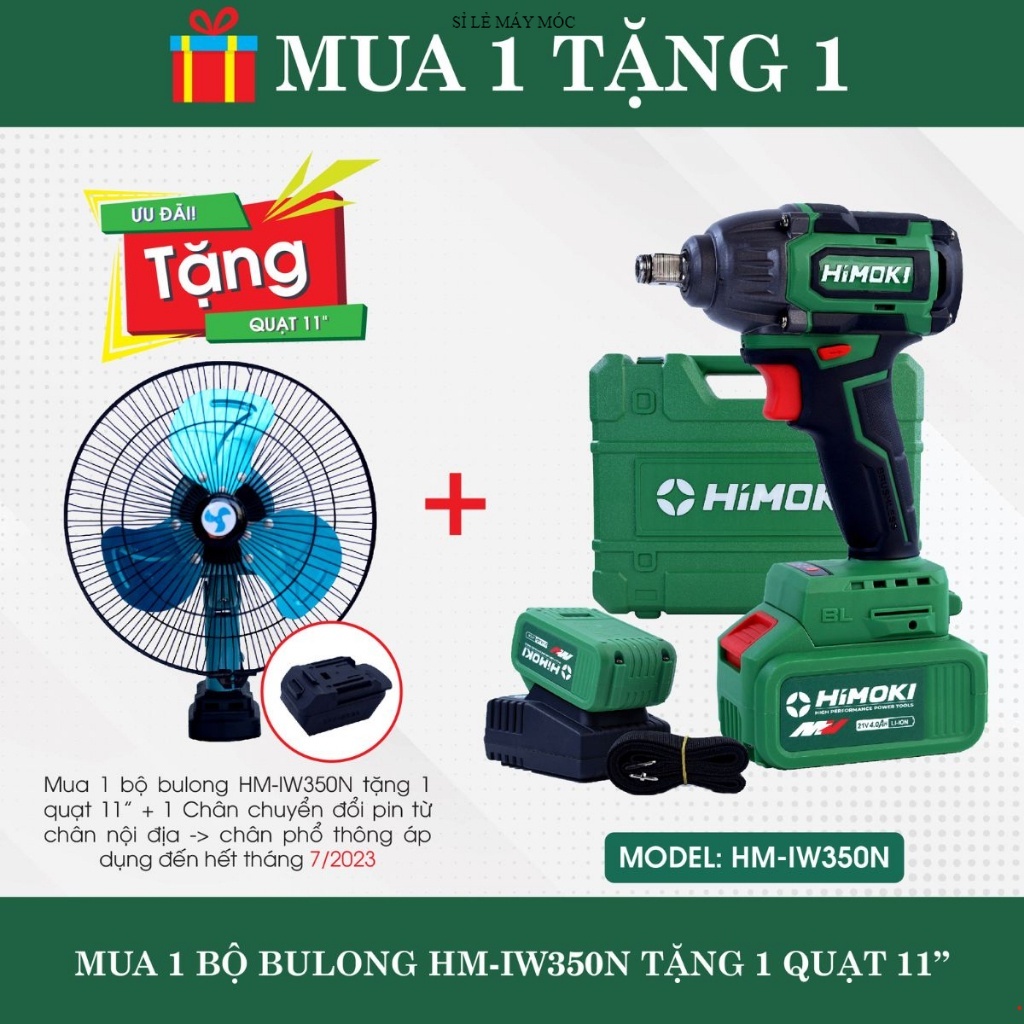 Siết bulong Himoki HM-IW350N đầu 2 trong 1 Lực siết 450Nm HIMOKI CHẤT LƯỢNG TỐT SỈ LẺ MÁY MÓC