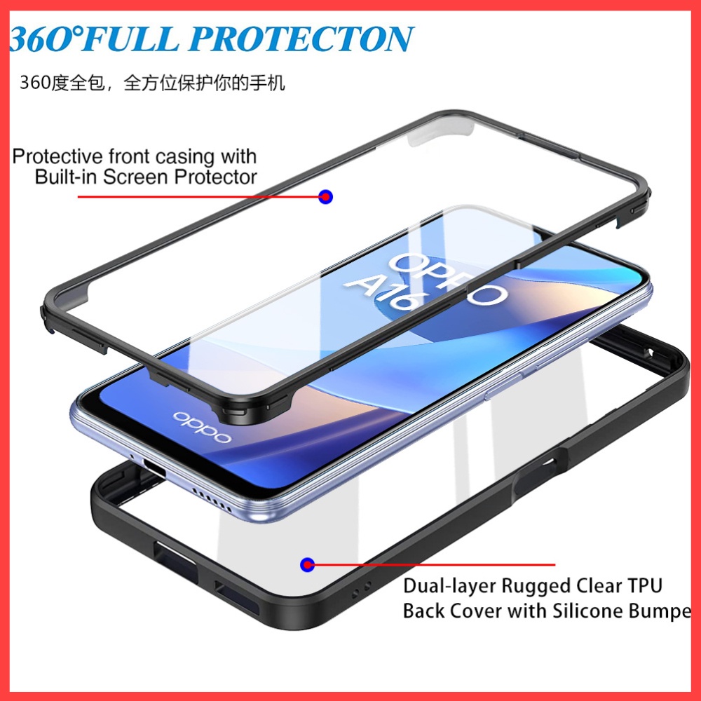 Vỏ điện thoại bảo vệ toàn diện 360 cho oppo a72 a52 a92 a92s a94 a15 a74 a93 a54 5g a53 a74 4g reno 4z full hd hai trong một hai lớp vỏ cứng tpu chống rơi