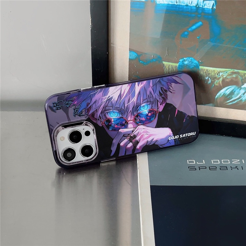 Color-plated jujutsu kaisen gojo satoru anime cartoon phone case cho iphone 11 14 13 12 pro max cover