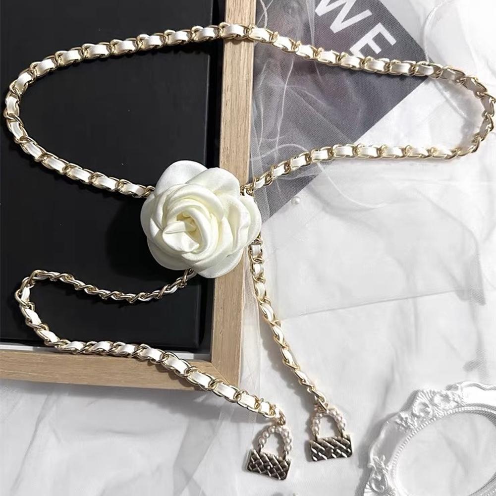 Dây Xích Đeo Hông Bằng Kim Loại Họa Tiết Hoa Trà Trang Trí Đầm y0t4