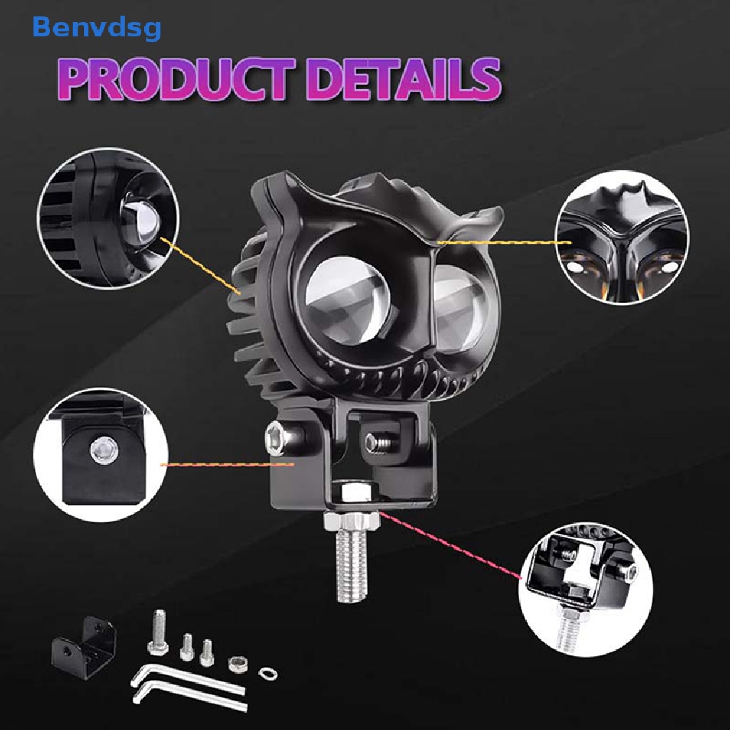 Benvdsg > Đèn Pha LED Hai Màu Đôi Hình Cú Mèo Ánh Sáng Trắng Vàng Phong Cách Đường Phố Cho Xe Mô Tô ATV well