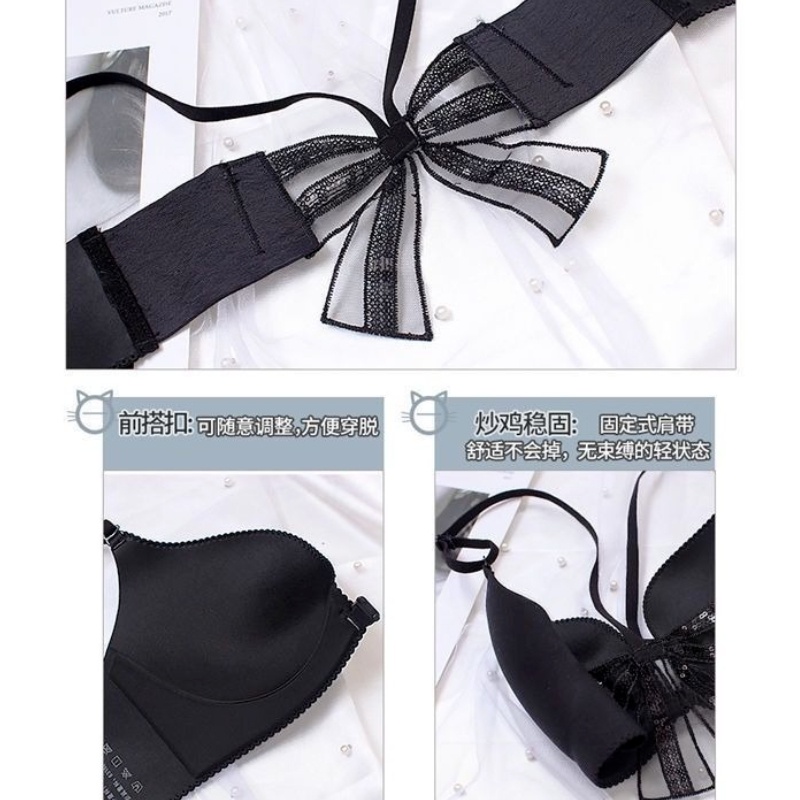 Áo Ngực Không Dây 3 / 4 Cúp Cài Trước Đính Nơ Xinh Xắn Cho Nữ