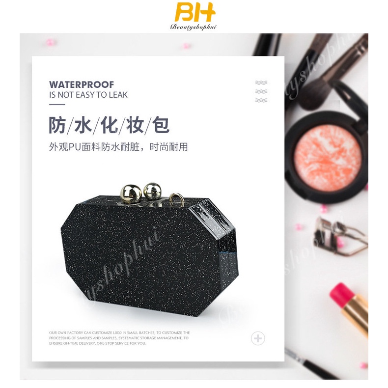 Túi Xách Dự Tiệc Màu Đen Chất Liệu Acrylic Cao Cấp Cho Nữ