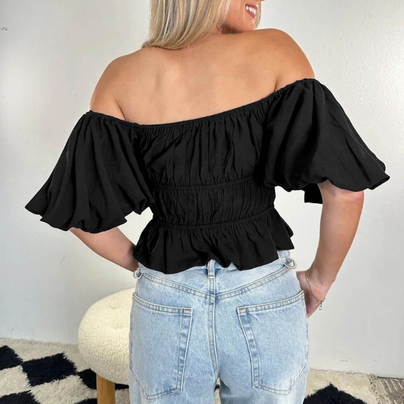 Áo Voan Tay Phồng Ngắn Thời Trang Mùa Hè Cho Nữ