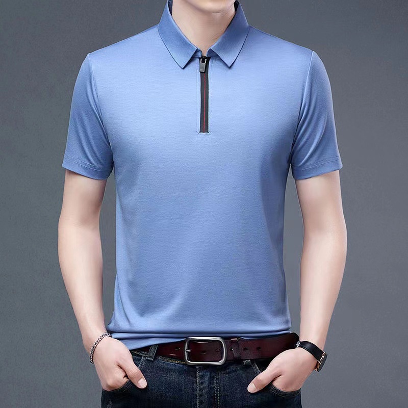 DICHUANGZHE Áo polo Ngắn Tay Vải Lụa Mát Thời Trang Mùa Hè Cho Nam