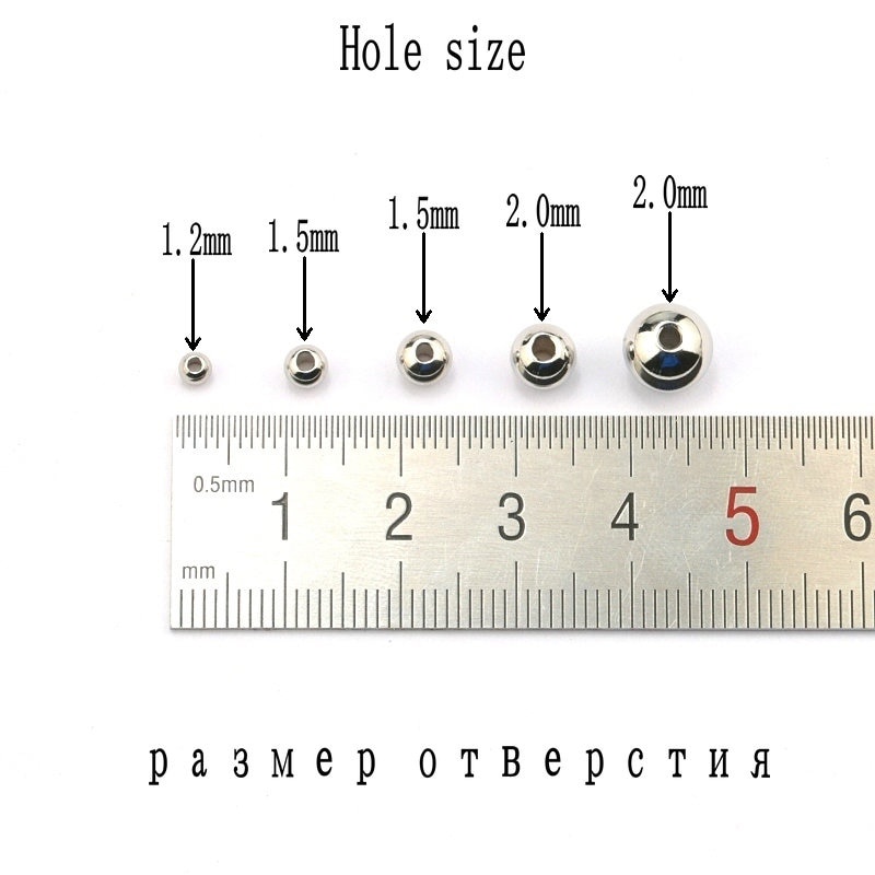 Chuỗi Hạt Tròn Bằng Thép Không Gỉ 3 / 4 / 5 / 6 / 8mm Làm Trang Sức Thủ Công