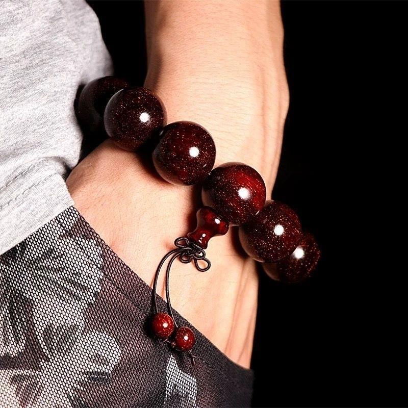 Vòng Tay Gỗ Đàn Hương Đỏ M8QR Phong Cách Ấn Độ Cho Nam Và Nữ