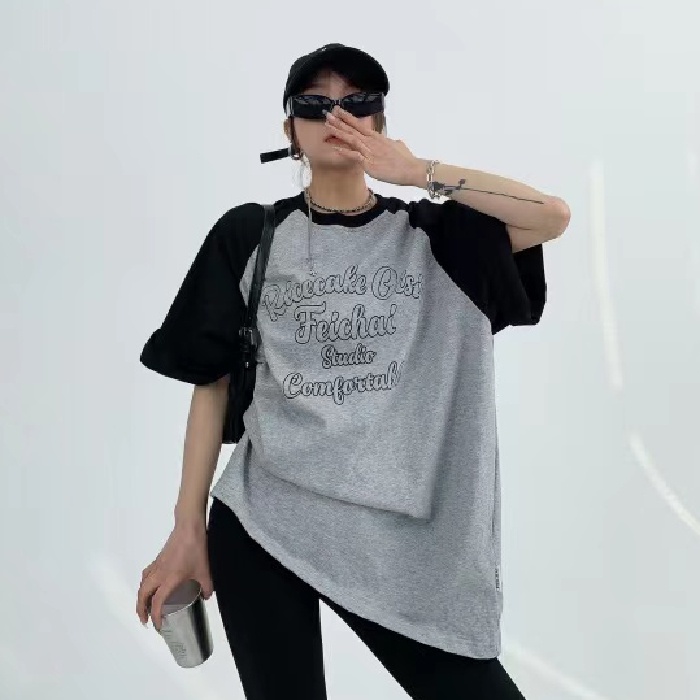 Áo thun NRVP 100% cotton tay ngắn dáng rộng in họa tiết hoạt hình phong cách Hàn Quốc thời trang cho nữ