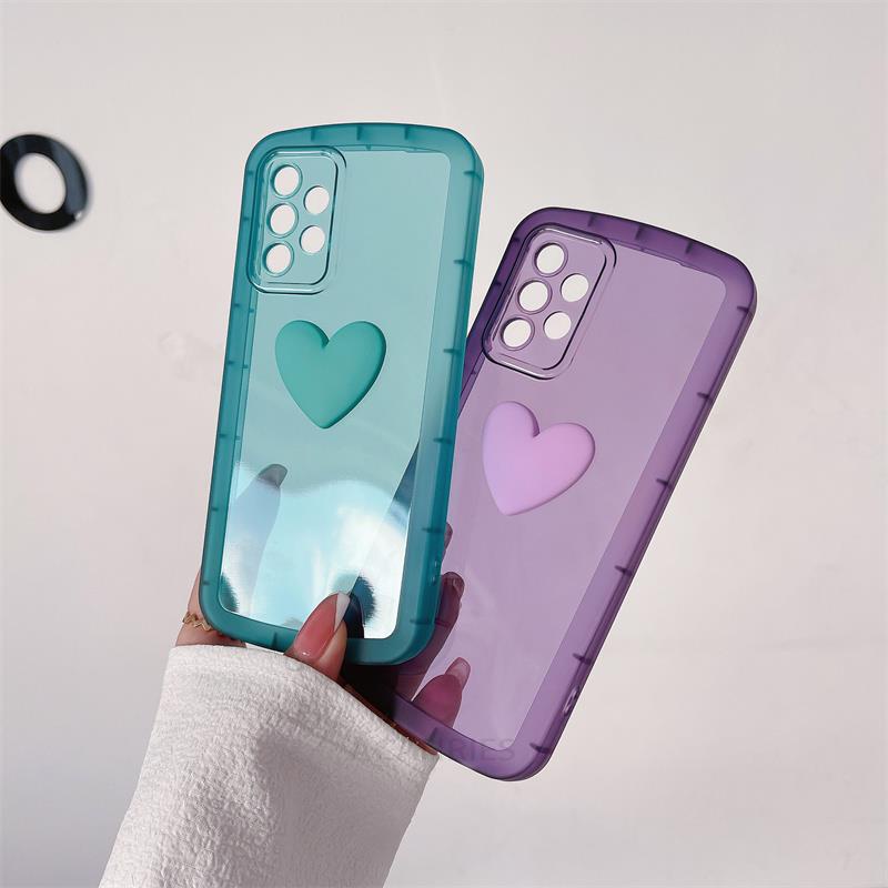 Ốp Điện Thoại Silicon Trong Suốt Hình Trái Tim 3d Bảo Vệ Camera Cho Samsung S23 Ultra 5G S 23 + Samsung S22 Ultra S21 Plus