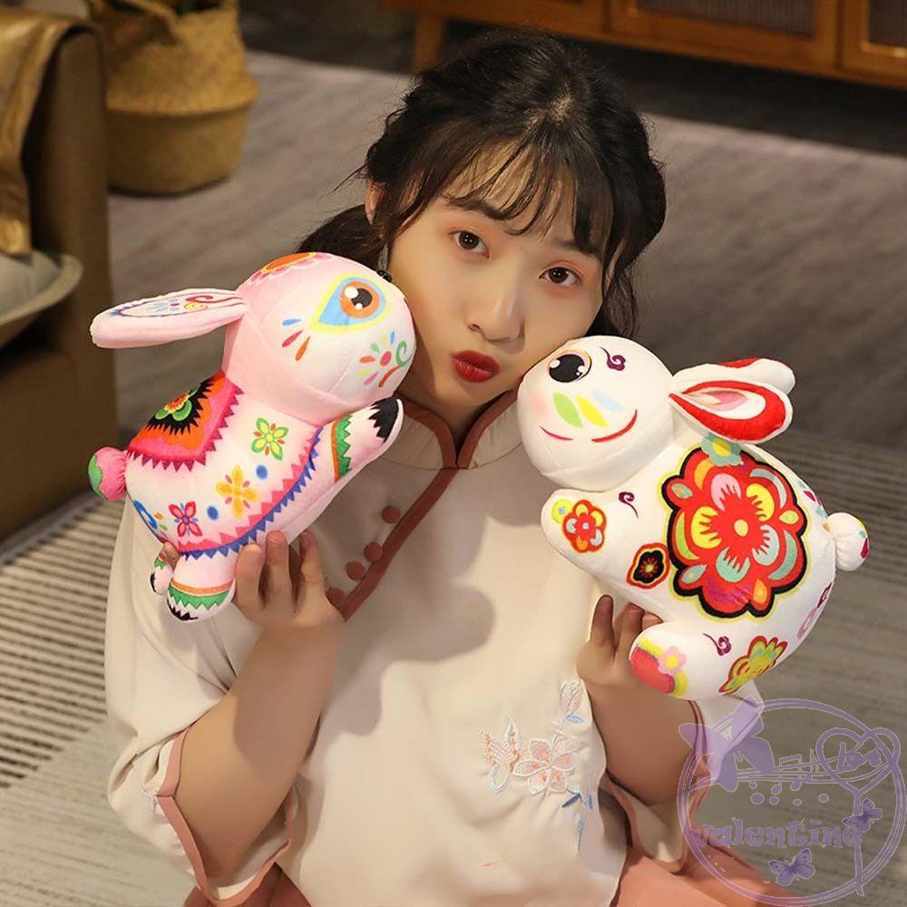 Thỏ Nhồi Bông Mềm Mại Phong Cách Trung Hoa Trang Trí Nhà Cửa