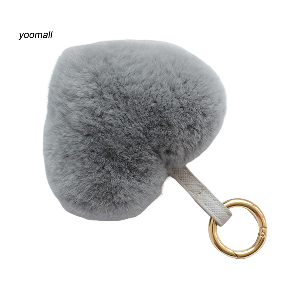 Móc Khóa Lông Thỏ Siêu Mềm Màu Trơn Dễ Thương Dành Cho Nữ