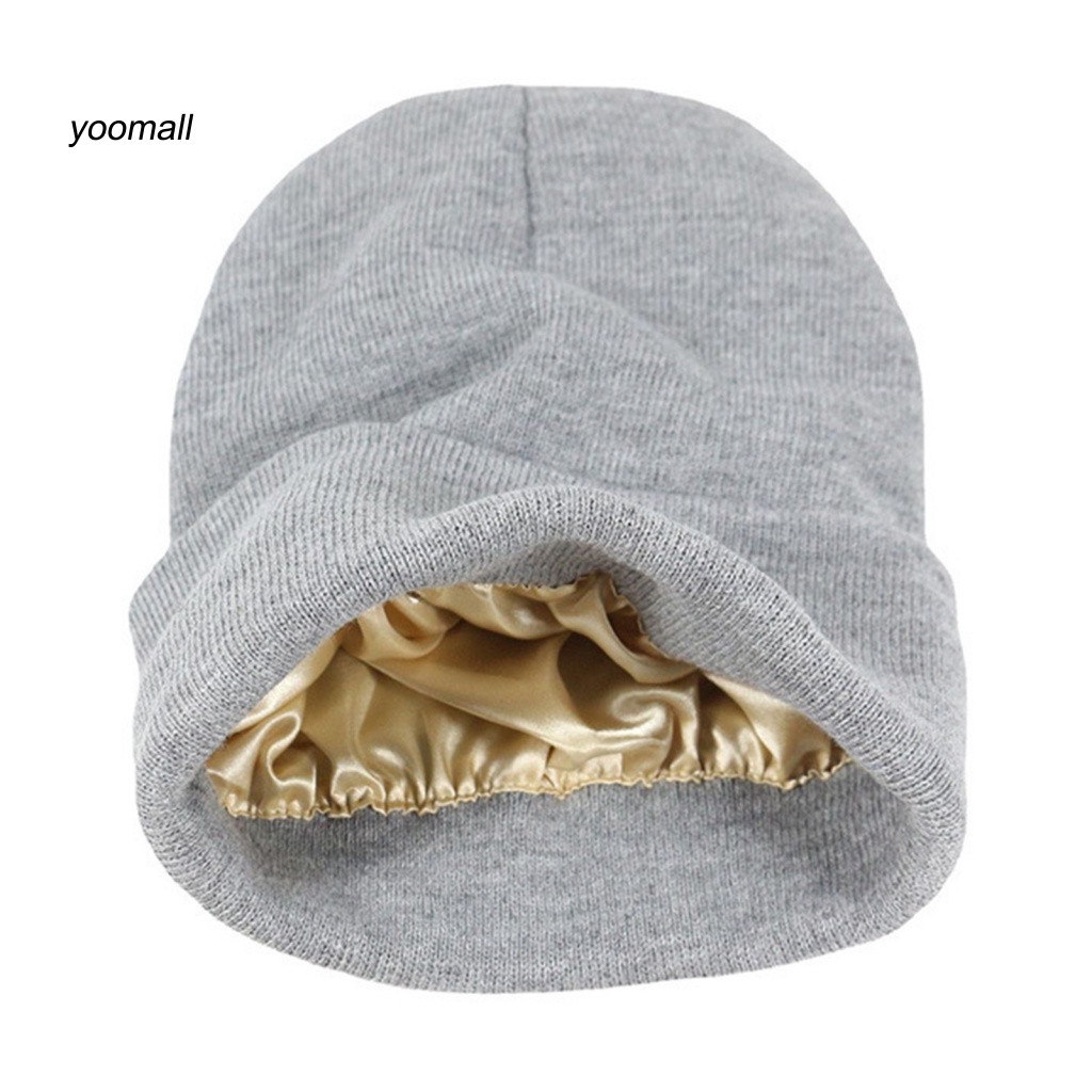 Yo / Mũ Beanie Dệt Kim Không Vành Co Giãn Màu Trơn Giữ Nhiệt Mùa Thu Đông Đường Phố Cho Nữ