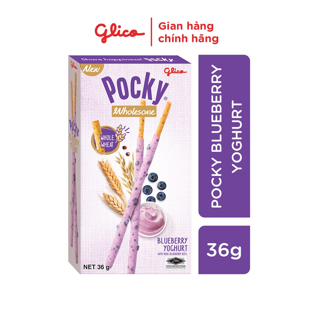 Bánh Que Phủ Kem Ngon-Khỏe-Đẹp Glico POCKY Vị Sữa Chua Việt Quất Hộp 36g