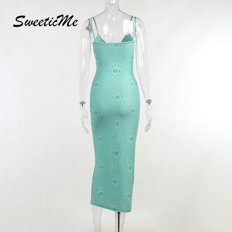 Đầm Dài Dáng Ôm Hở Lưng In Họa Tiết Thời Trang 2023 Quyến Rũ Cho Nữ