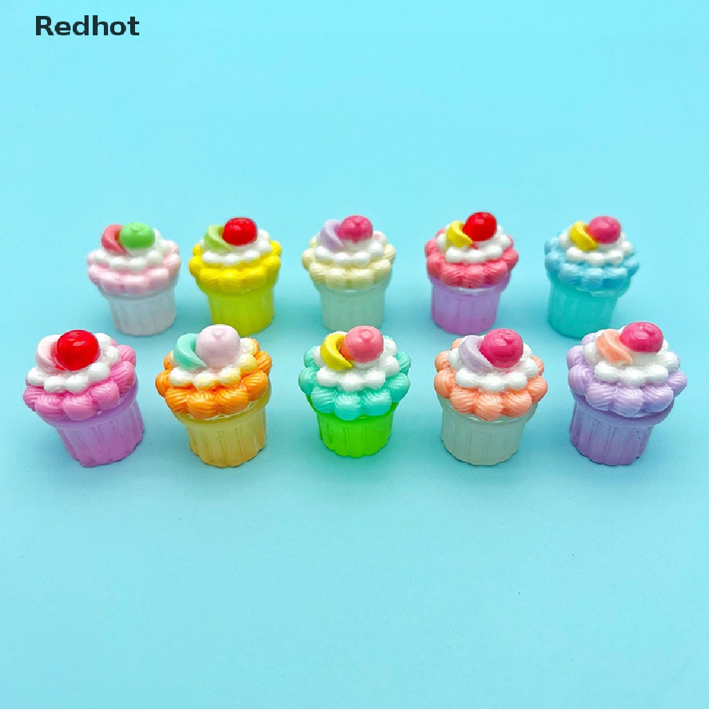 < Redhot > Bộ 2 Đồ Chơi Mô Phỏng Cốc Bánh Kem Phát Sáng Bằng Nhựa Resin Dễ Thương Trang Trí Nội Thất