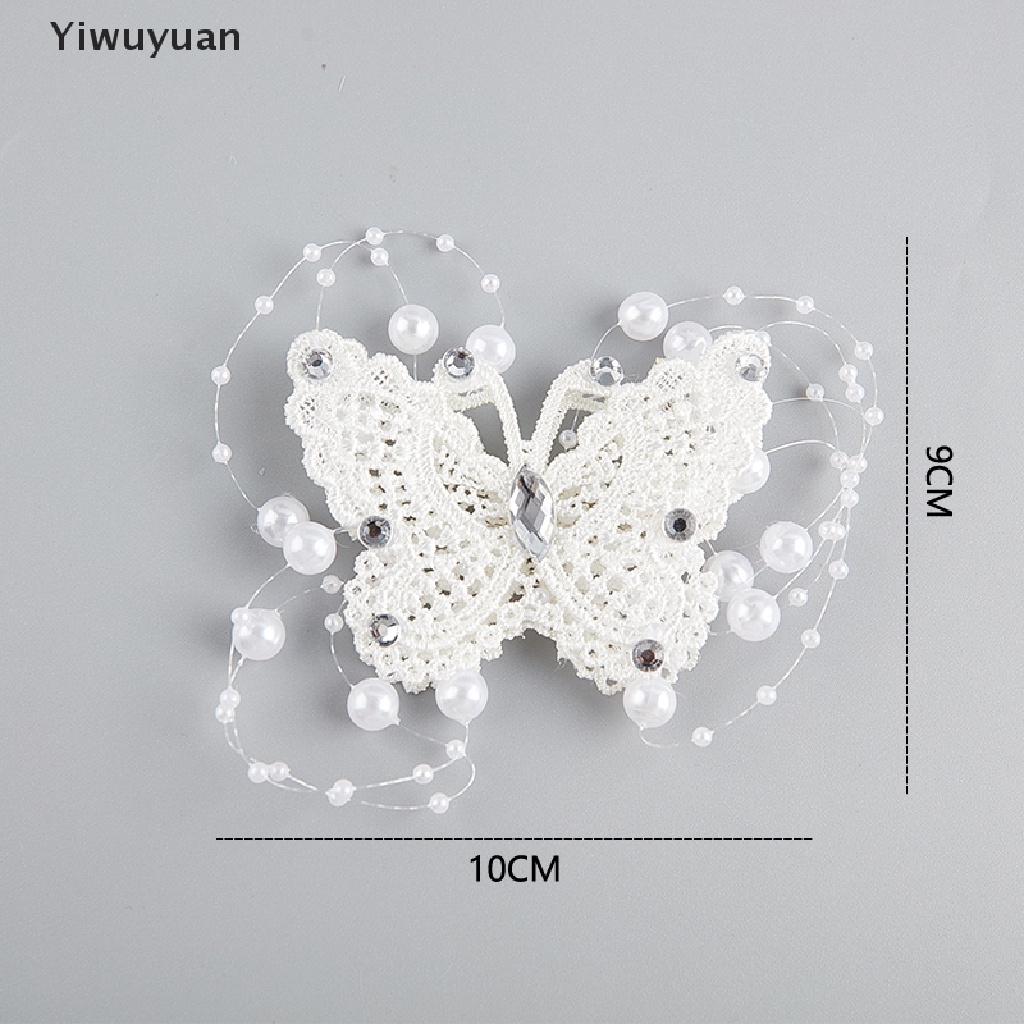 < Yiwuyuan > Kẹp Tóc Hình Bướm Đính Ngọc Trai Pha Lê Cho Cô Dâu Phụ Kiện Ngày Cưới Giảm Giá