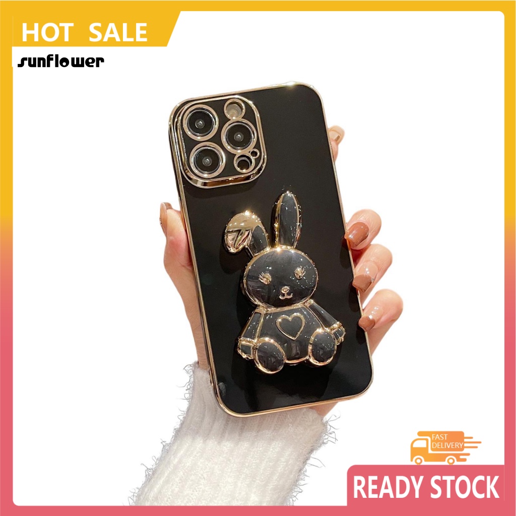 Ốp Điện Thoại Hấp Thụ Sốc Chống Mòn Bảo Vệ Toàn Diện In Họa Tiết Thỏ Có Giá Đỡ Cho Iphone 14 Pro / 14 Pro Max