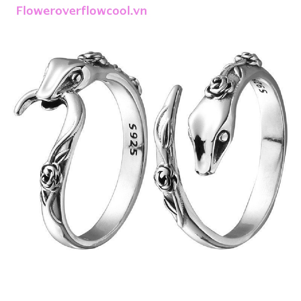 Nhẫn Hình Rắn Màu Sắc Bạc Có Thể Điều Chỉnh Phong Cách Gothic Cổ Điển Cho Nam Và Nữ