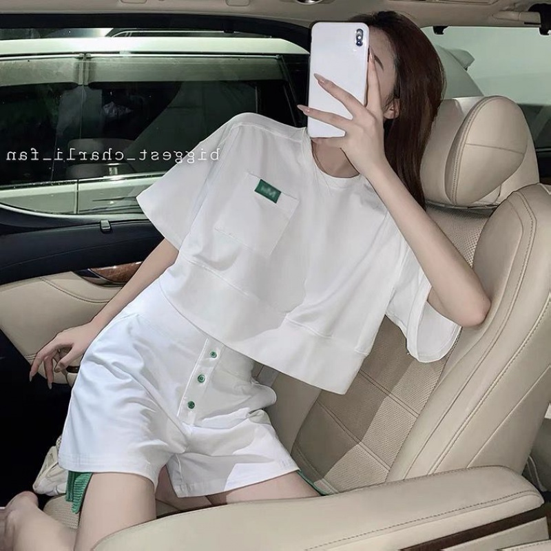 Phiên bản Hàn Quốc của bộ đồ hai mảnh thể thao nữ bộ đồ thường ngày mùa hè quần đùi ngắn tay rộng và mỏng